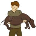 17444228 an image of a man carrying injured dog